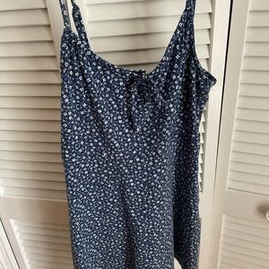 Blue mini dress with white flowers